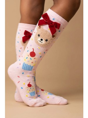 Katia & Bony Cupcake Teddy Desenli Çocuk Dizaltı Çorap