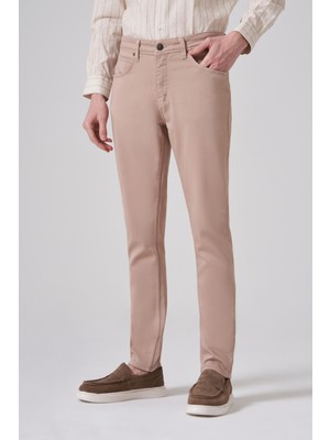 Morven  Erkek Bej Denim 5 Cep Slim Fit Jean