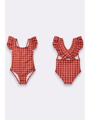 My Kids Wear Kız Çocuk Fırfır Detaylı Şık Tasarım Çapraz Askılı Mayo 12728