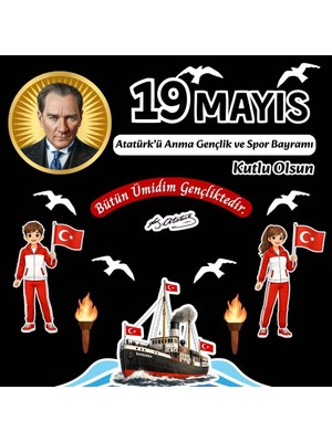 Ti Play 19 Mayıs Atatürk’ü Anma Gençlik ve Spor Bayramı Pano Süsü Figür Seti | Hazır Kesim Okul & Sınıf Dekoru