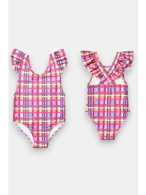 My Kids Wear Kız Çocuk Fırfır Detaylı Şık Tasarım Çapraz Askılı Mayo 12734