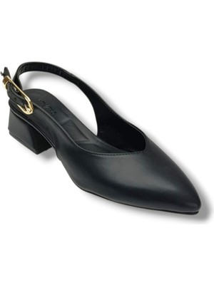 C-Shoes SY300-26 Cilt Arkası Açık Kare Topuk Kadın Ayakkabı