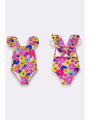 My Kids Wear Kız Çocuk Fırfır Detaylı Şık Tasarım Çapraz Askılı Mayo 12726