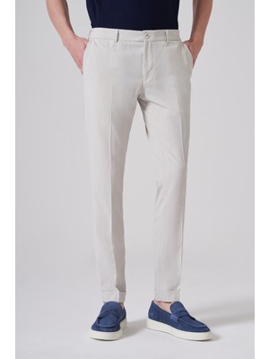 Morven  Erkek Taş Trend Slim Fit Yandan Lastikli Pantolon