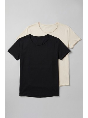 Defy's Defy’s Erkek Kısa Kollu Regular Fit Kayık Yaka Basic Tişört 2’li Set