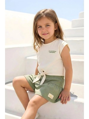 Queen Kids Kız Çocuk Baskılı  T-Shırt Krem