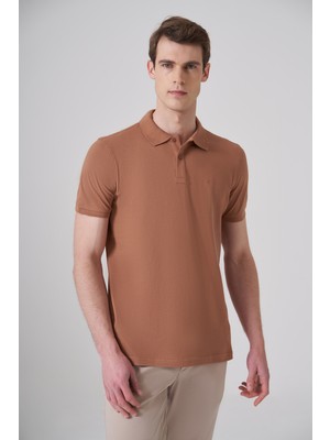 Morven  Erkek Açık Kahve Basic Polo Yaka Dynamic Fit T-Shirt