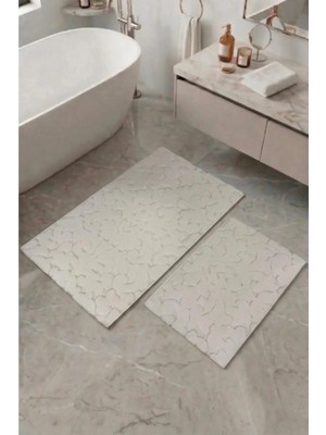 Neşe Home Collection Banyo Paspas Seti 2'li |Makinede Yıkanabilir | Leke Tutmaz Klozet Takımı 60X100-40X60CM