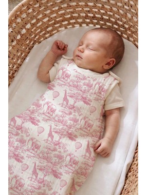 Tuğba Kuğu 4 Kat Müslin 1.2 Tog Bebek Uyku Tulumu (0-18 Ay) - Pink Toile De Jouy