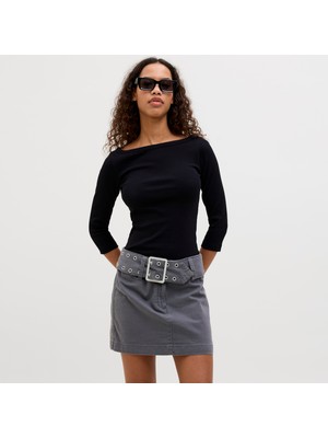Jack & Jones Kadin Kayik Yaka Strech Fit Tisort - Fifi