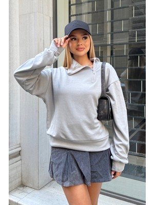 la & vetta Yumuşak Dokulu Yan Fermuarlı Sweatshirt