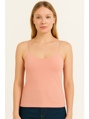 Vesantia Kadın Pudra Pembesi Viskon Iç Göstermez Çift Katlı Likralı Uzun Atlet