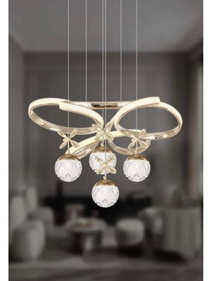 Drone4 Toplu Gold 3 Renk Taşlı Avize