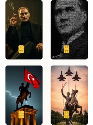 Huggy Craft Atatürk 4'lü Set Kredi/banka Kart Kaplama Sticker