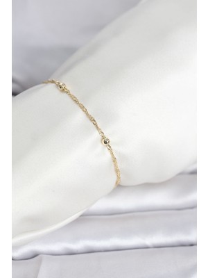 cm 14K Gold Renk Burgu Topçuk Model Kadın Bileklik - Lisinya