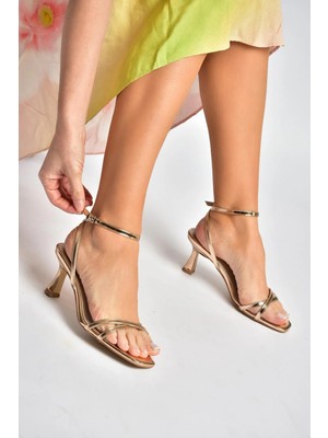 Fox Shoes Y569522034 Bronz Ayna Alçak Topuklu Kadın Abiye Ayakkabı