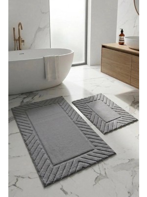 Neşe Home Collection Banyo Paspas Seti 2'li |Makinede Yıkanabilir | Leke Tutmaz Klozet Takımı 60X100-40X60CM