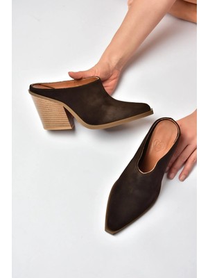 Fox Shoes U654806102 Kahverengi Hakiki Deri Süet Western Topuklu Ayakkabı