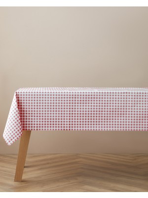 English Home Gridlane Pvc Masa Örtüsü 140x200 cm Kırmızı