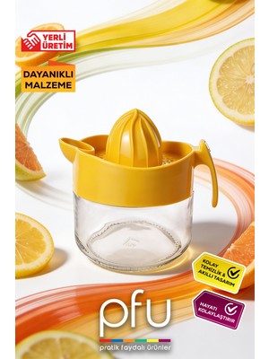 PFU Pratik Faydalı Ürünler Limon Sıkacağı | Limon Sıkacak | Limon Sıkma Kabı | Cam Narenciye Sıkacağı - 300 ml