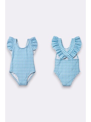 My Kids Wear Kız Çocuk Fırfır Detaylı Şık Tasarım Çapraz Askılı Mayo 12729