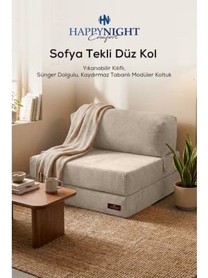 Happynight Comfort Sofya Tekli Koltuk Düz Kol| Oyun Koltuğu | Sünger Koltuk | Sinema Koltuğu. 90X90 cm | Fitilli Kadife