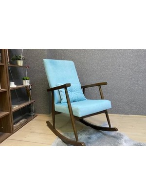 Vivense Trend Sallanan Sandalye, Mavi, Ahşap, Ceviz Ayak