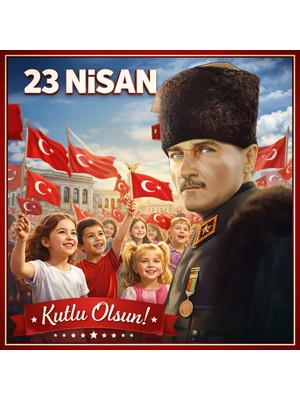 Ti Play 23 Nisan Ulusal Egemenlik ve Çocuk Bayramı Premium Vinil Pano Süsü 160X160 cm | Tek Parça Okul Dekoru (Model 15)