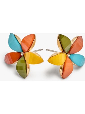 Parfois Çiçek Motifli Resin Küpe