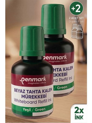Artlantis Yeşil Yazı Tahta Kalemi Mürekkebi 30 ml 2 Adet Penmark Tahta Kalemi Mürekkepi Kolay Silinebilir Doldurulabilir Canlı