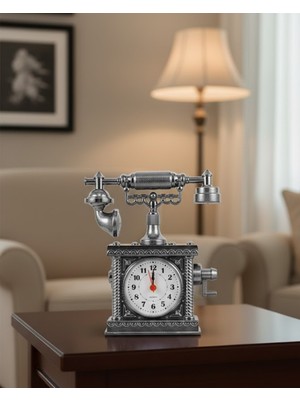 Nostaljik Telefon Tasarımlı Masa Saati Yüksek Sesli Alarm - Lisinya