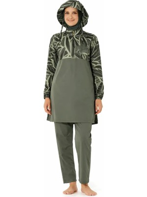 Alfasa Paraşüt Kumaş Şapka Kombinli Yarım Fermuarlı Kadın Tesettür Mayo 26326