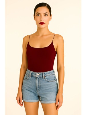 Vesantia Kadın Bordo Viskon Iç Göstermez Çift Katlı Likralı Uzun Atlet