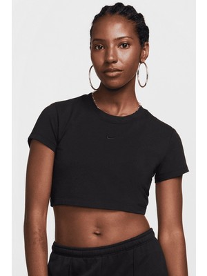Nike Chill Knit Sup Crop Womens Tshirt Kadın Günlü Crop Tişört Siyah