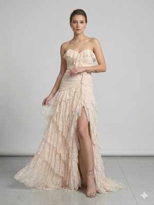 Centilmen For Costume Işıltılı Asimetrik Fırfırlı Abiye 10429