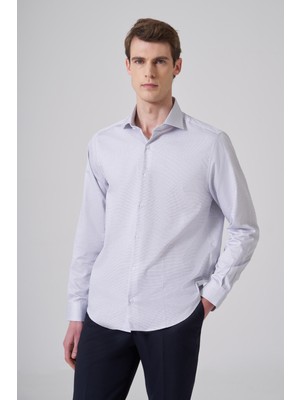Morven  Erkek Lacivert Pamuk Trend Dynamic Fit Italyan Yaka Gömlek