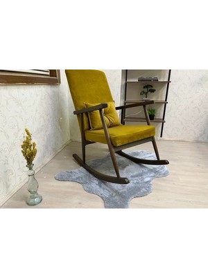 Vivense Trend Sallanan Sandalye, Hardal, Ahşap, Ceviz Ayak