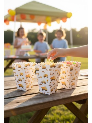 Cadde Süs Inşaat Temalı Popcorn 8 Adet Mısır Kutusu