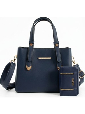 Sanmorris Kadın Suni Deri Omuz Çantası ve Kombin Cüzdan Seti