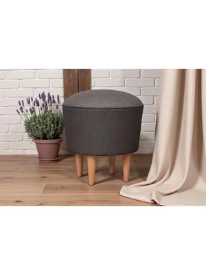 Vivense Sandy Puf, Gri, Ahşap Ayak