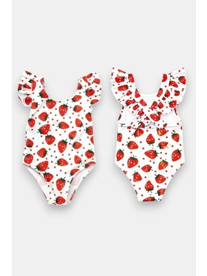 My Kids Wear Kız Çocuk Fırfır Detaylı Şık Tasarım Çapraz Askılı Mayo 12736