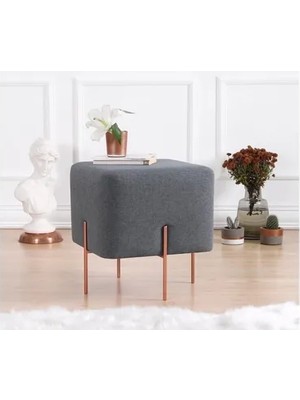 Vivense Copper Kare Puf, Koyu Gri