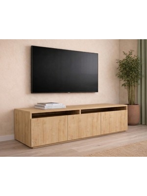 Mobilique Hilal Modern Ahşap Desenli Tv Ünitesi Safirmeşe