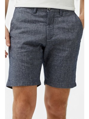 Lacoste Men's Slim Fit Bermuda Shorts Erkek Dar Kesim Keten Bermuda Şort Lacivert