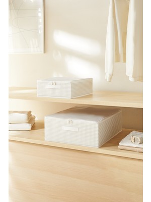 Home Wave 2'li Gri Pötikare Destekli Kutu Hurç Set 31 x 38 x 12 + 45 x 55 x 18 cm