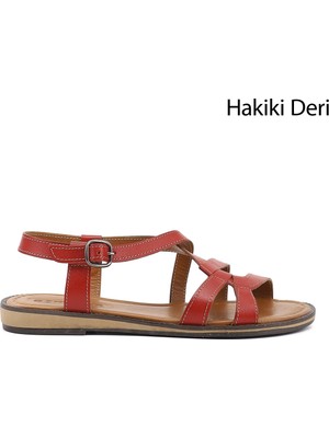 Gönderi(r) Kadın Kırmızı  Hakiki Deri Sandalet