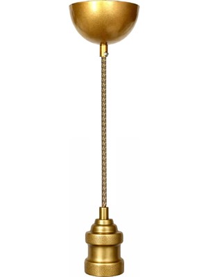 Conana Dekoratif Sarkıt E27 Duy 70CM Metal Kumaş Örgü Zigzag Kablo Gold D01