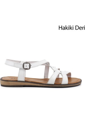 Gönderi(r) Kadın Beyaz  Hakiki Deri Sandalet