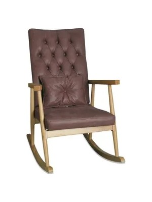 Vivense Trend Sallanan Sandalye, Nubuk Bordo, Ahşap, Naturel Ayak