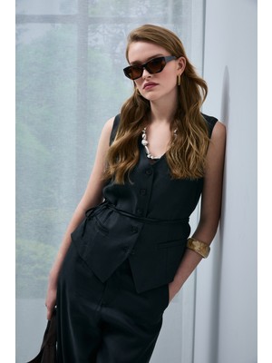 Lufian Marry Kadın Bluz Yelek Siyah